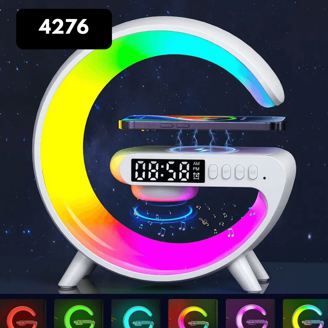 Smart Table Lamp with Wireless Charger, App Control,Sunrise WakeUp Light, RGB Lamp, Clock, Alarm, Mini Bluetooth Speaker, Dimmable Night Light Lamp Alarm Clock G63